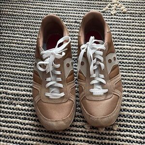 Tan and White Saucony Sneakers